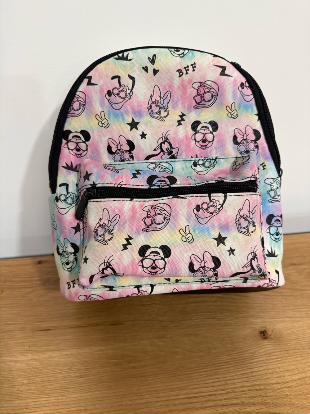 Kids Mini Backpack - Pastel Tie-Dye with Character Print